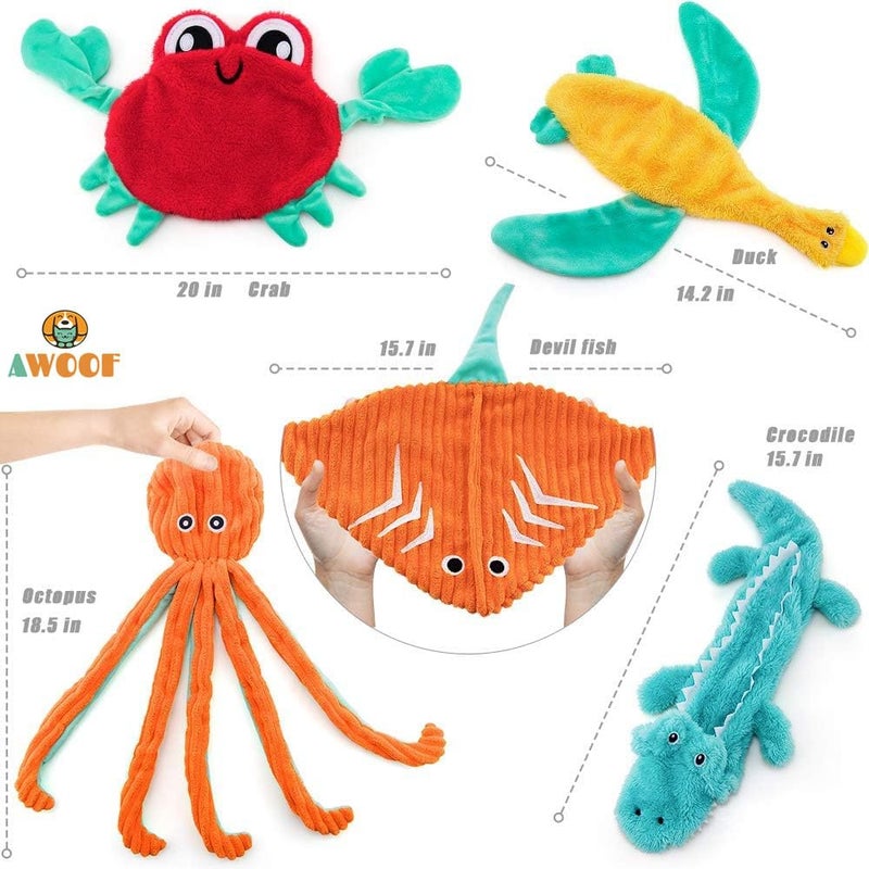 AWOOF 5 Pack Dog Squeaky Toys - No Stuffing, Durable Chew Toy Set for Puppy, Small to Large Dogs - Image 3